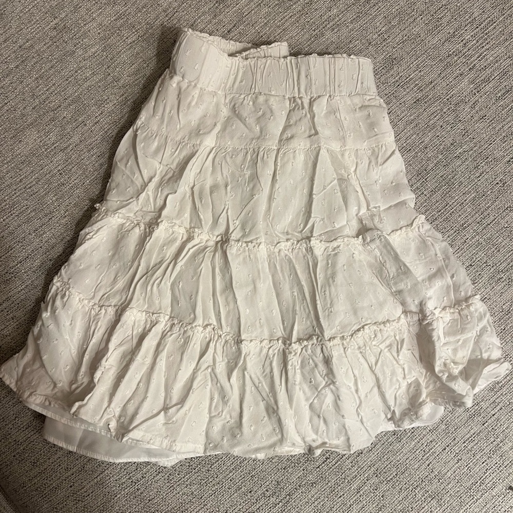LOFT White Tiered Mini Skirt